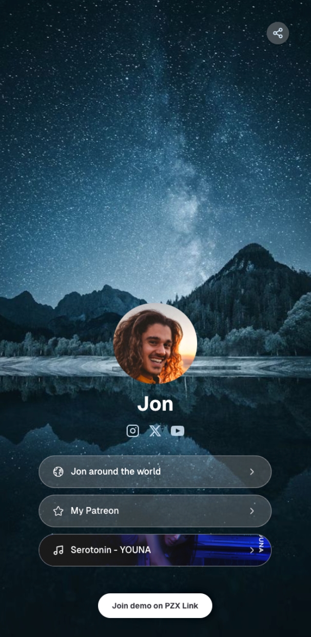 Link by PZX Bio Page - Customizable link in bio profile